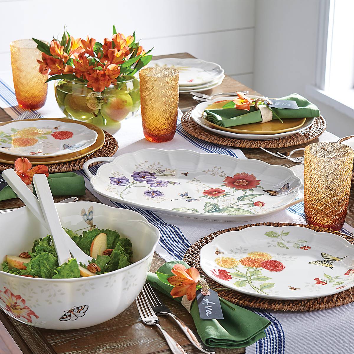 Butterfly Meadow Salad Bowl & Servers – Lenox Corporation