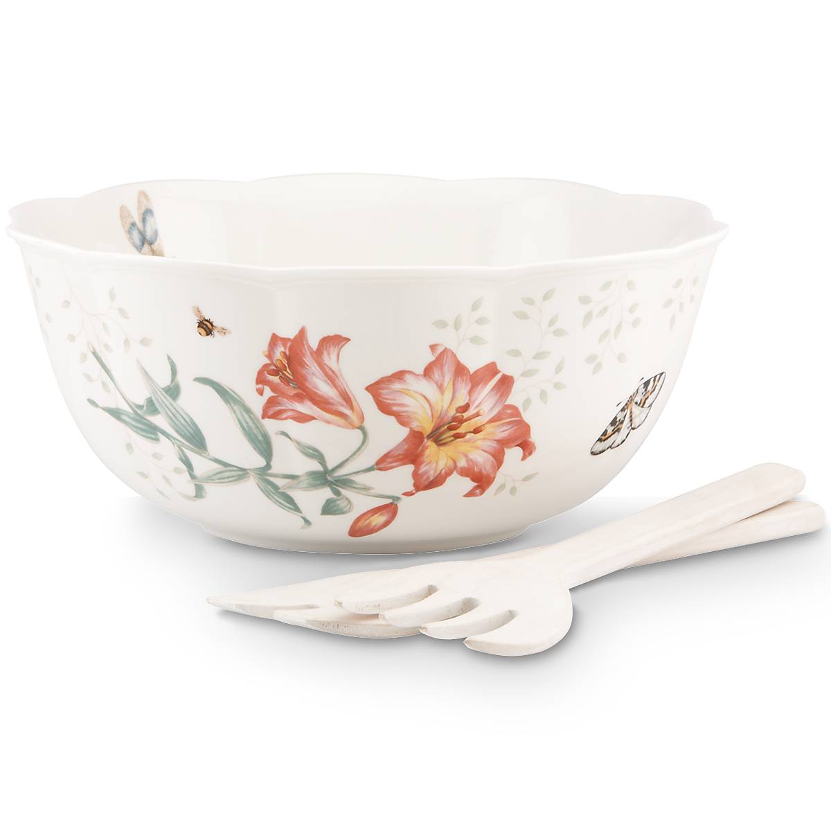 Butterfly Meadow Salad Bowl & Servers – Lenox Corporation