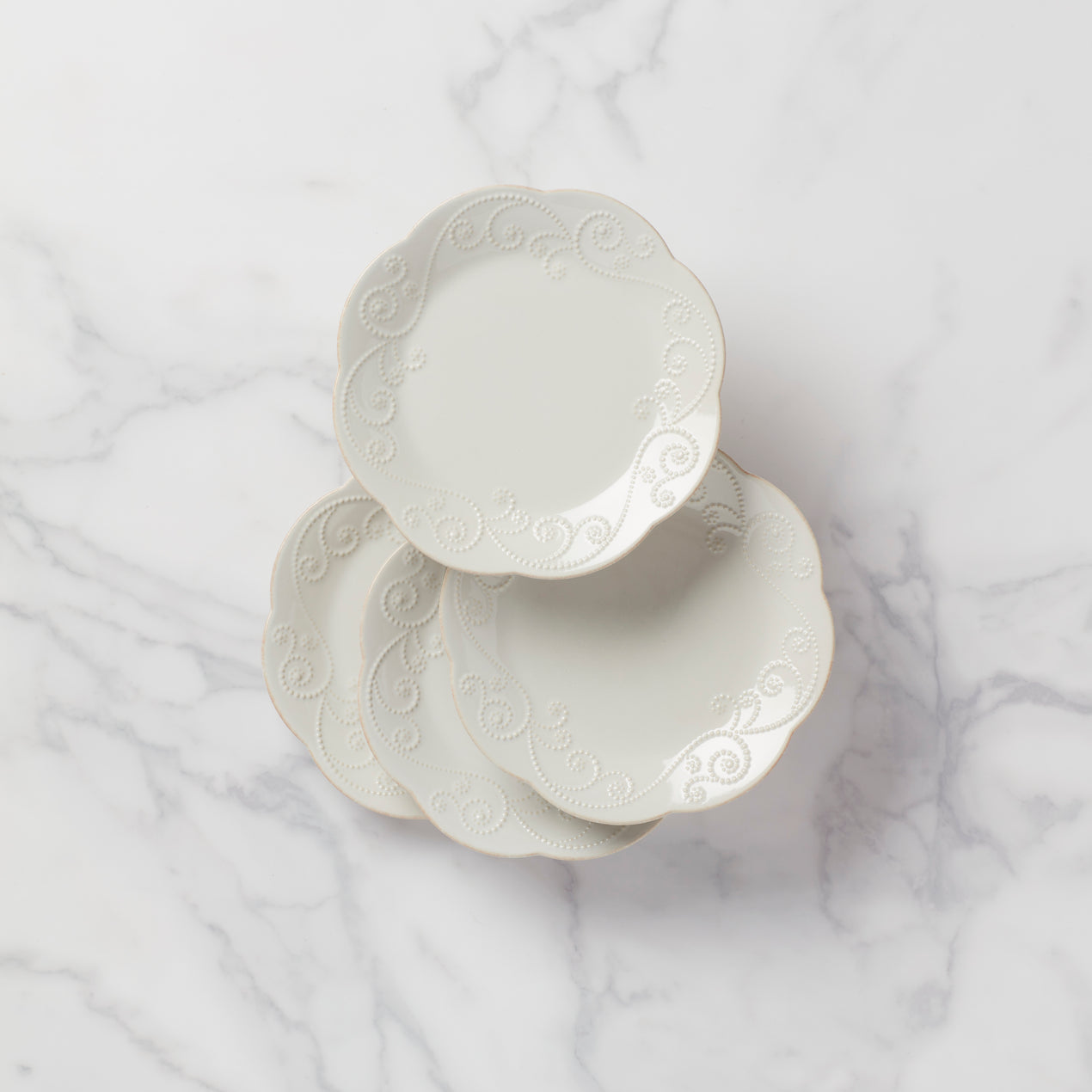 cambridge silversmiths French Perle White 4-Piece Dessert Plate Set