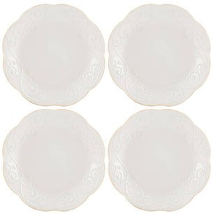 French Perle White 4-Piece Dessert Set
