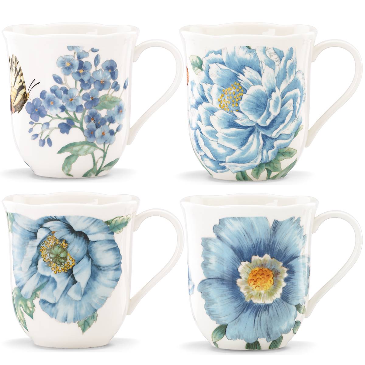 Butterfly Meadow Blue 4Piece Mug Set Lenox Corporation