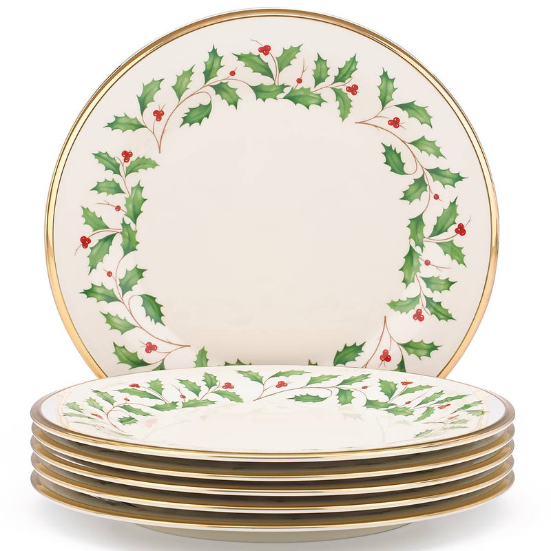 Lenox Holiday Bone China Dinner Plate with Gold Rim, Ivory