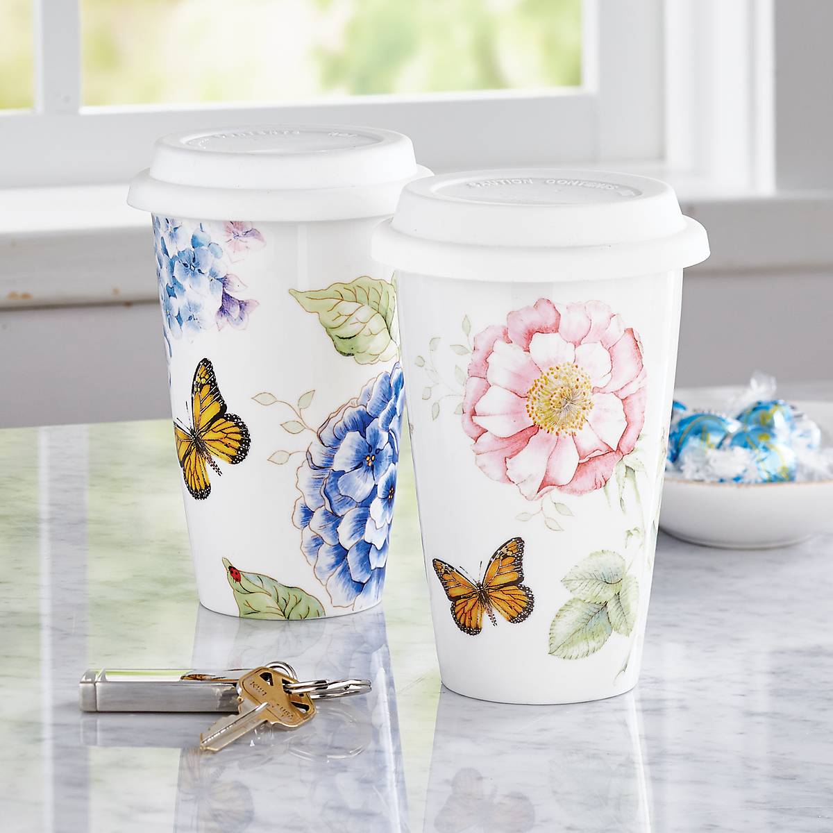 Lenox Butterfly Meadow Blue Thermal Travel Mug