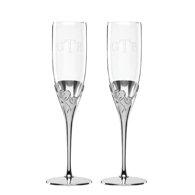 Personalized 1 Love Toasting Flute, Set of 2