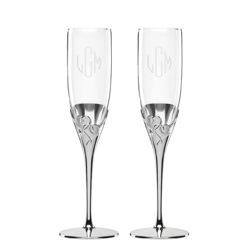 Personalized 1 Love Toasting Flute, Set of 2