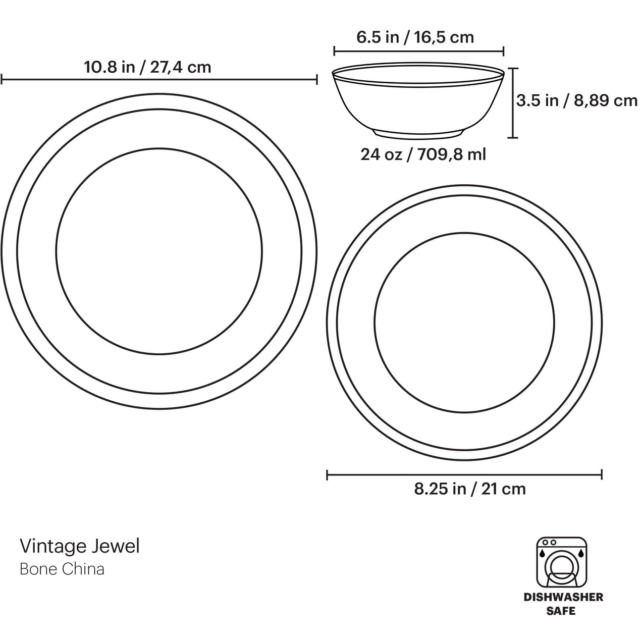 Vintage Jewel 3-Piece Place Setting