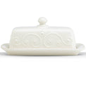 French Perle White Covered Butter Dish