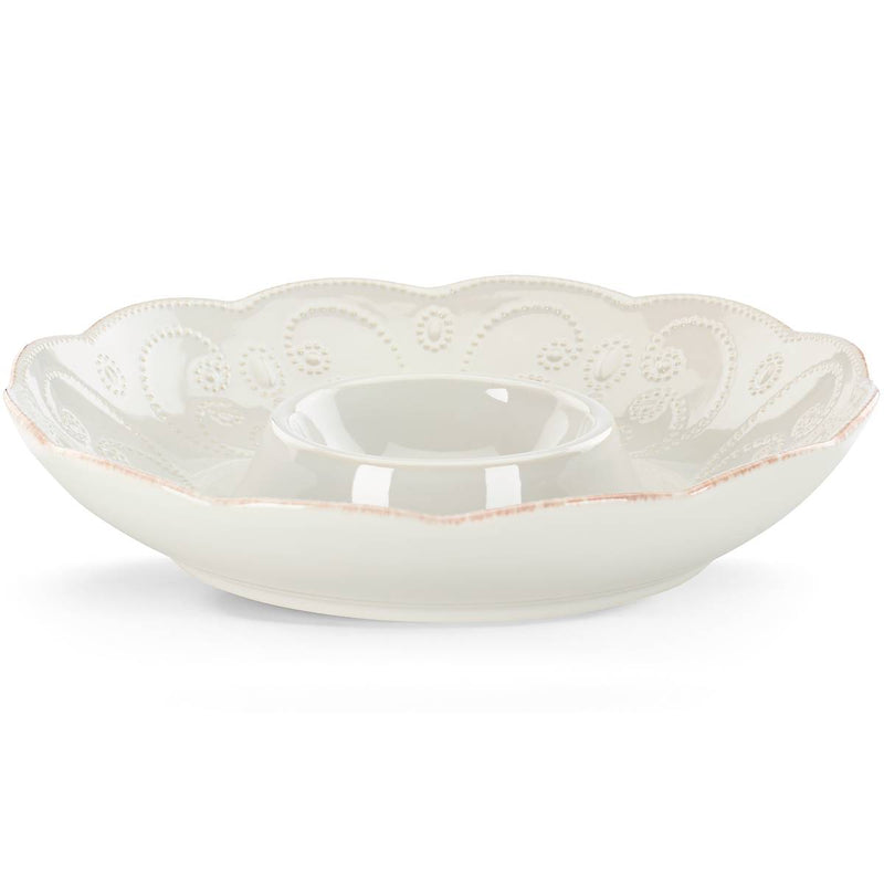 French Perle White Chip & Dip Tray