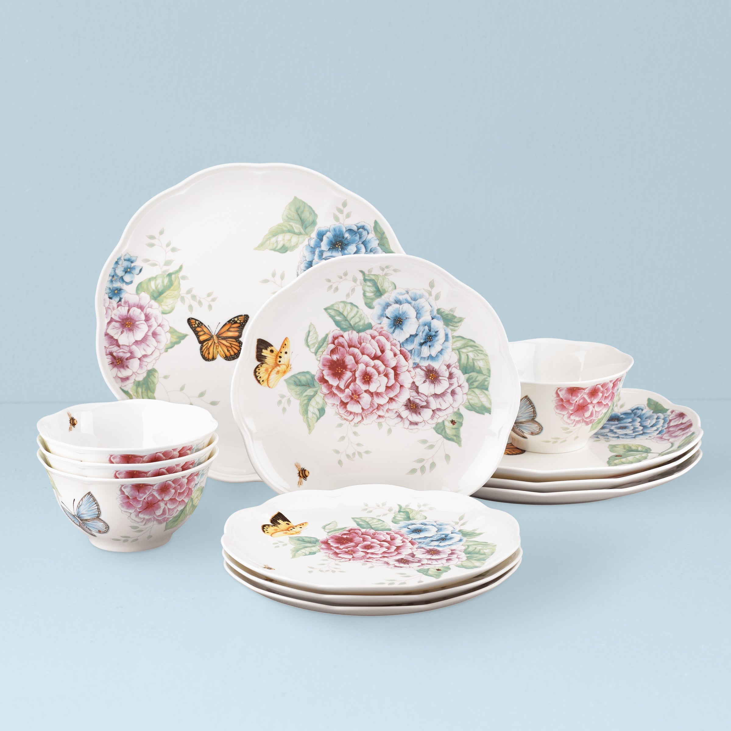 Butterfly Meadow Hydrangea 12-Piece Dinnerware Set – Lenox Corporation