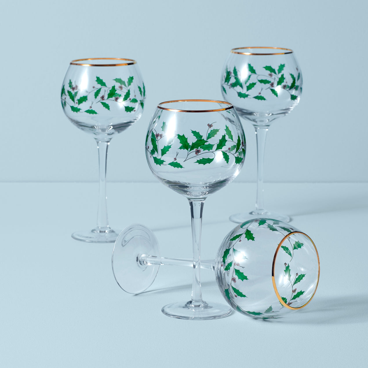 Green Christmas Wine Glasses, Christmas Glassware