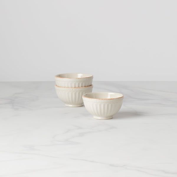 French Perle Groove White 3-Piece Mini Bowl Set – Lenox Corporation