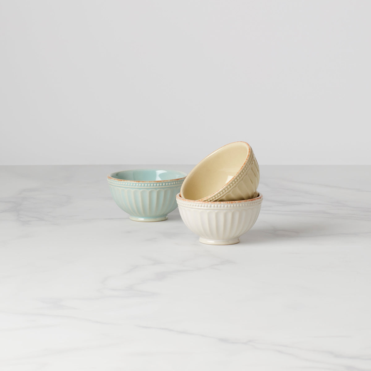 French Perle Groove Assorted Mini 3-Piece Bowl Set