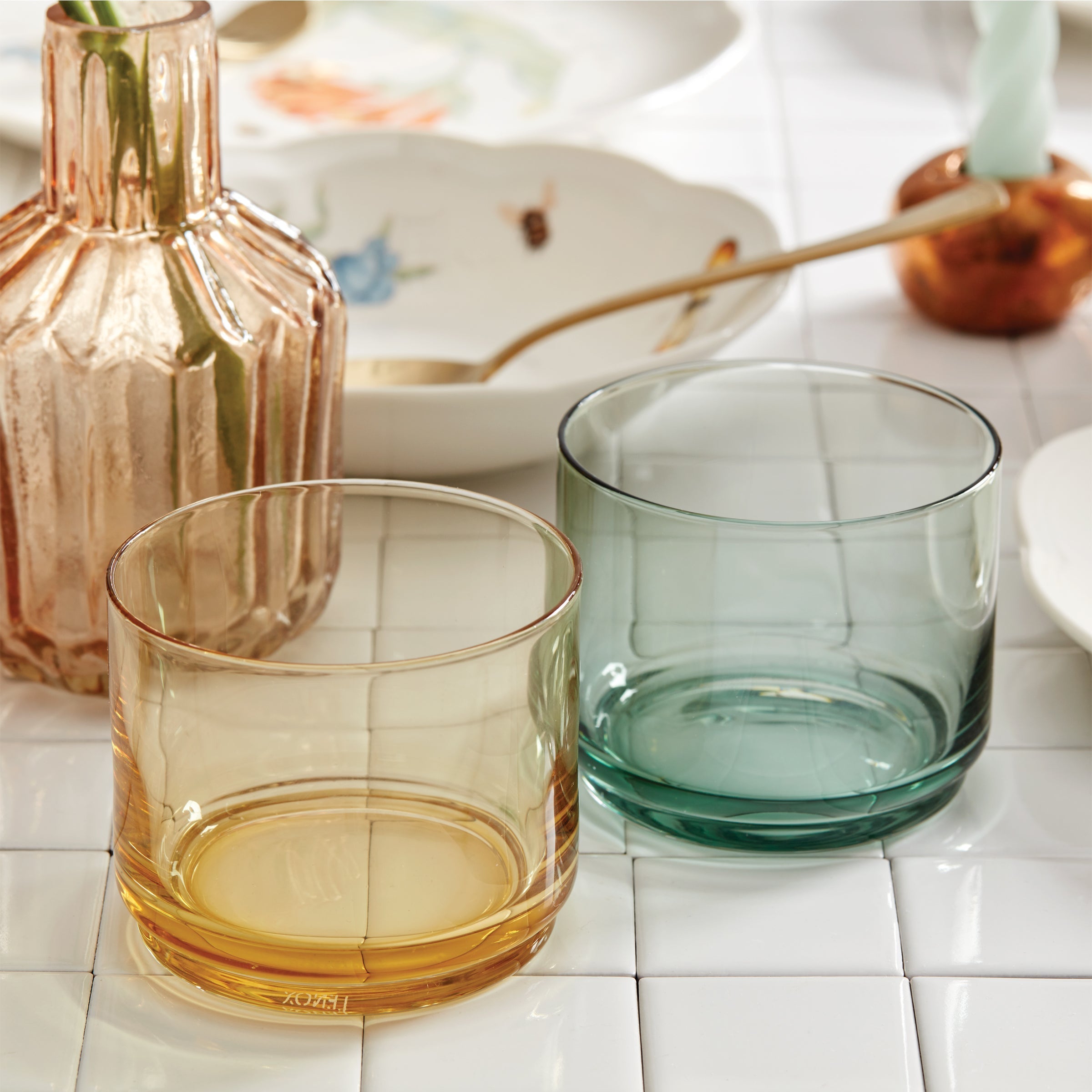 Tuscany Classics Stackable Amber Short Glasses, Set of 4 – Lenox