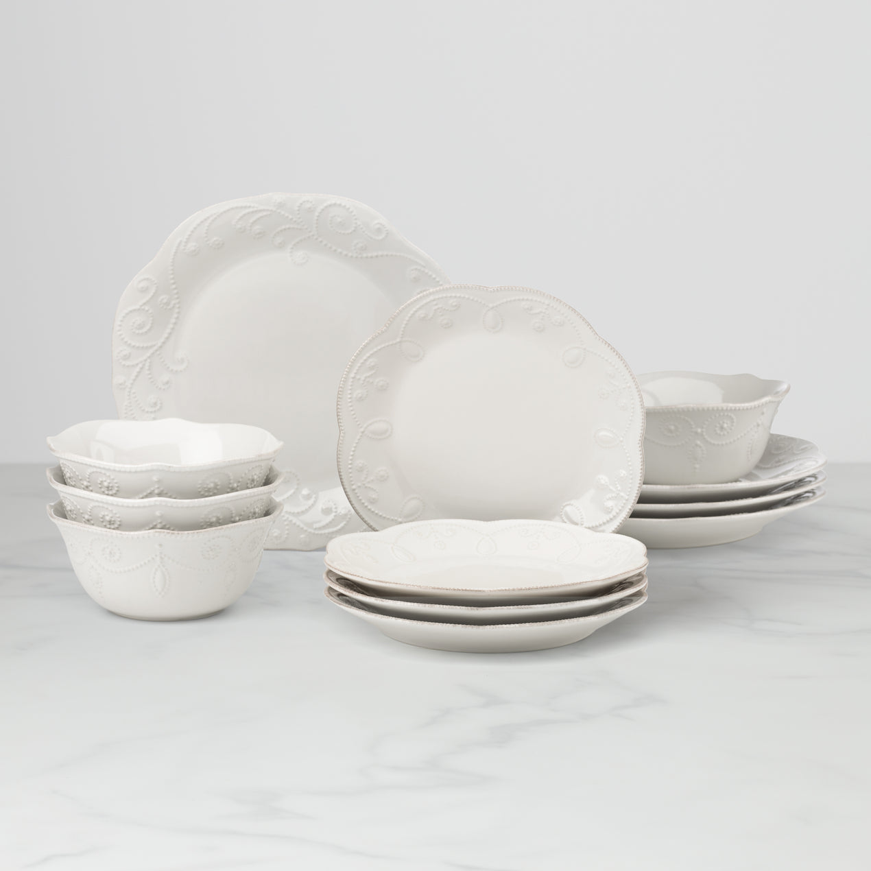 Lenox French Perle White 12 Piece Dinnerware Set