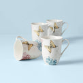 Butterfly Meadow Hydrangea 4-piece Mug Set