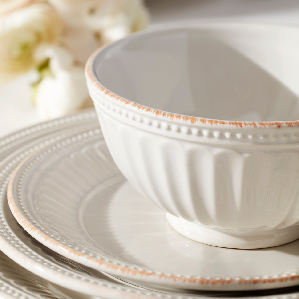 French Perle Groove 12-Piece Plate & Bowl Set – Lenox Corporation