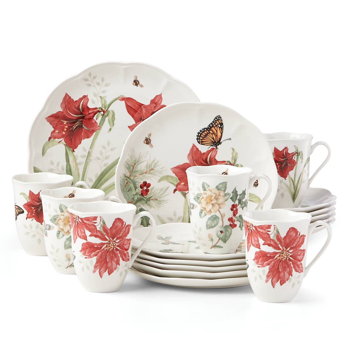 【未使用】LENOX レノックス カトラリーセット 12人73本 ディナーセット Butterfly Meadow Holiday 18-Piece Dinnerware Set – Lenox Corporation