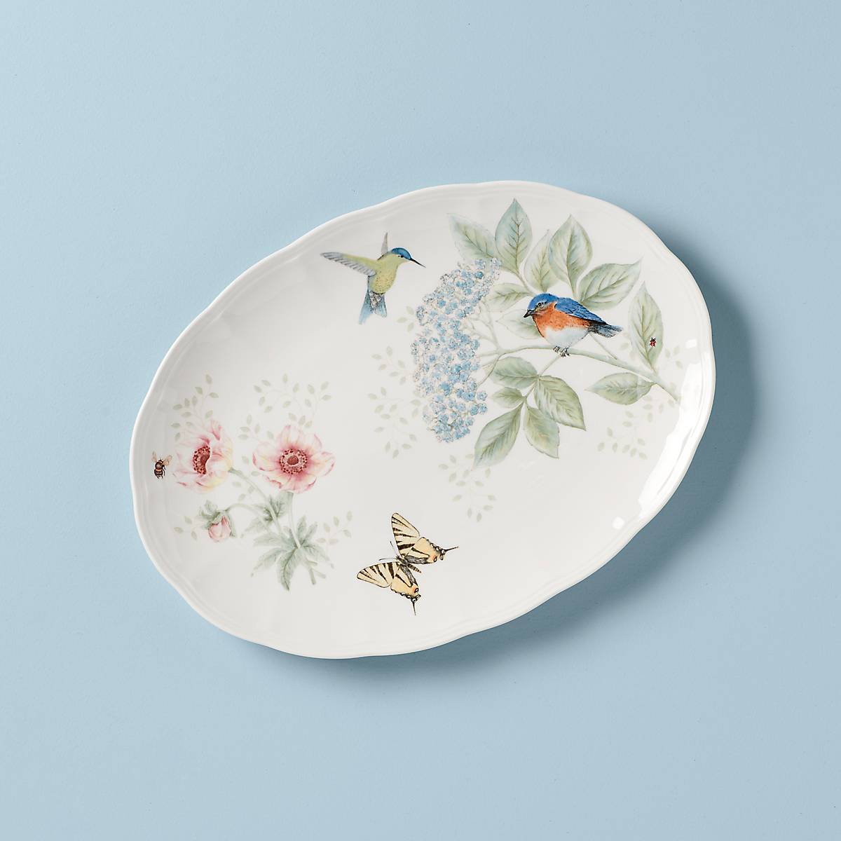 cambridge silversmiths Butterfly Meadow Flutter® Eastern Bluebird 16" Oval Serving Platter