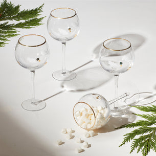 Holiday Gold Balloon Glasses, Set of 4