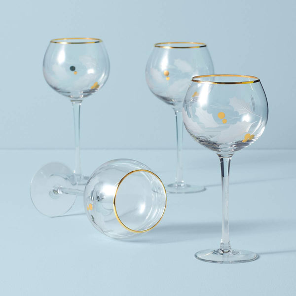 Lenox Holiday Balloon Wine Glasses, Clear, 16 oz - 4 count