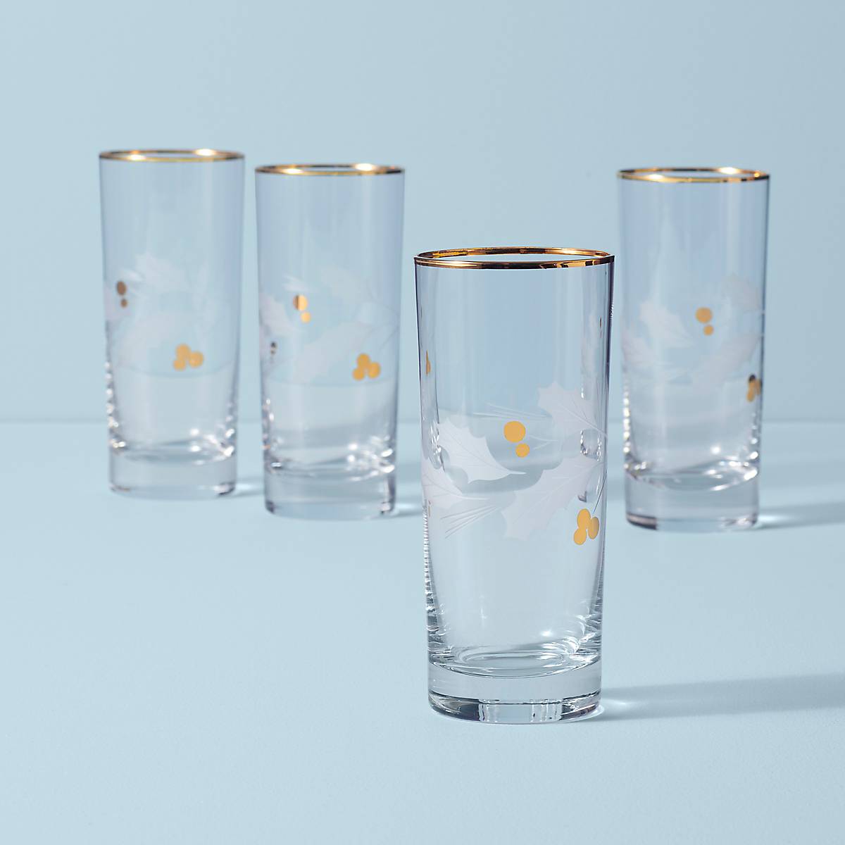 cambridge silversmiths Holiday Gold 4-Piece Highball Glass Set