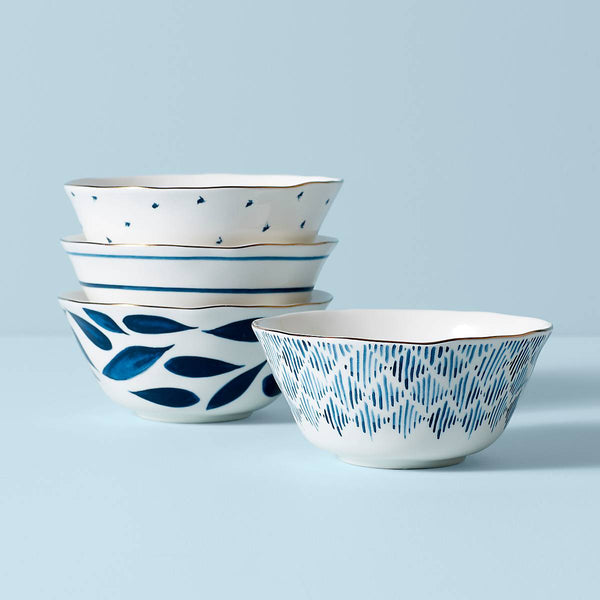 Blue Bay 4-Piece Snack Bowl & Tray Set