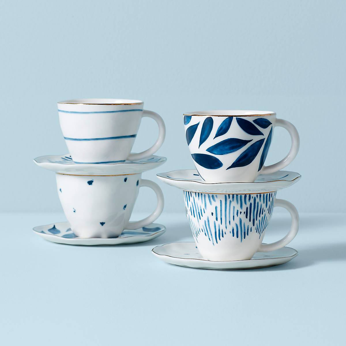 Lenox 890199 Blue Bay 4-Piece Espresso Cup Saucer Set