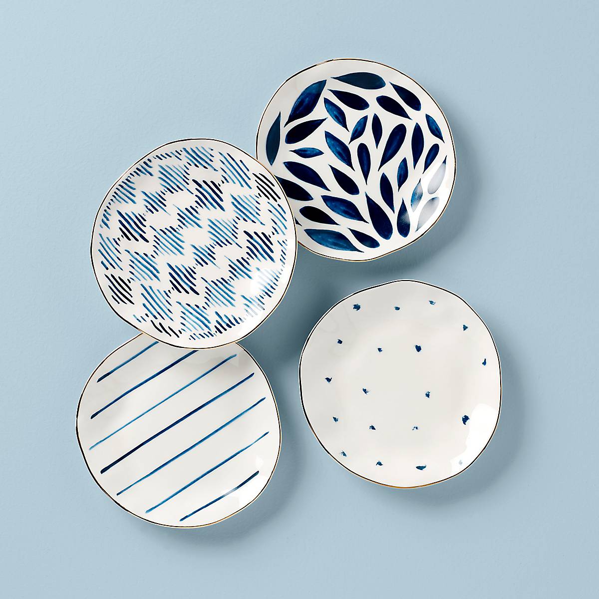 cambridge silversmiths Blue Bay 4-Piece Tidbit Plate Set