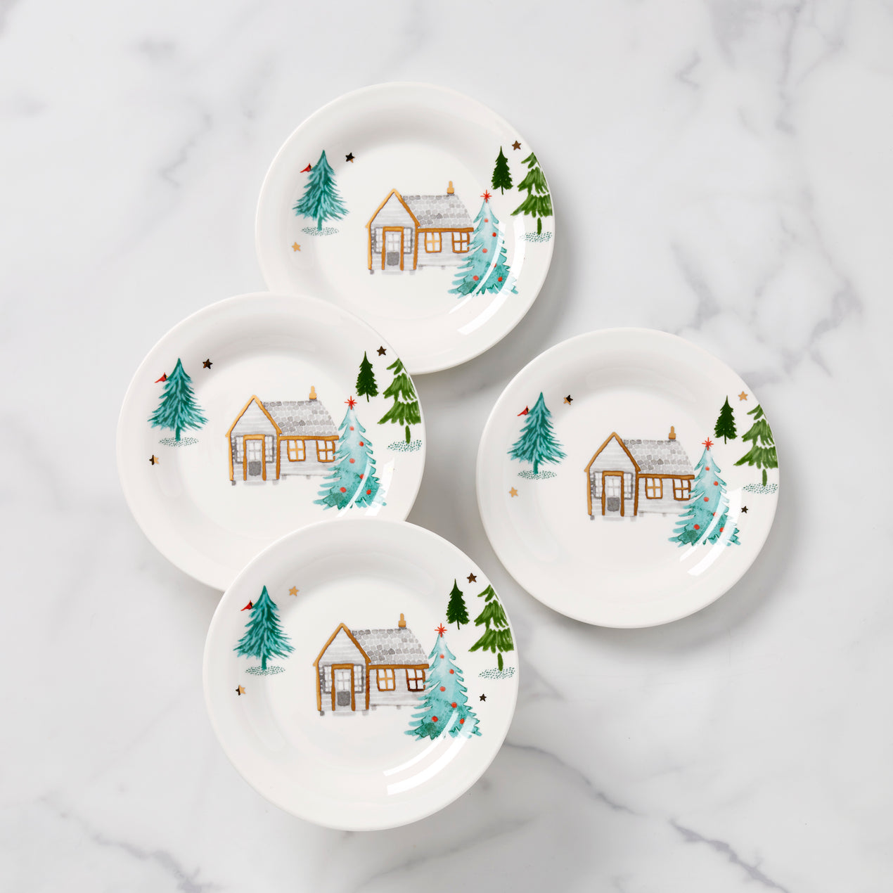 cambridge silversmiths Balsam Lane 4-Piece Tidbit Plate Set