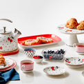 Vintage Cherry Dot 4-Piece Tidbit Plate Set