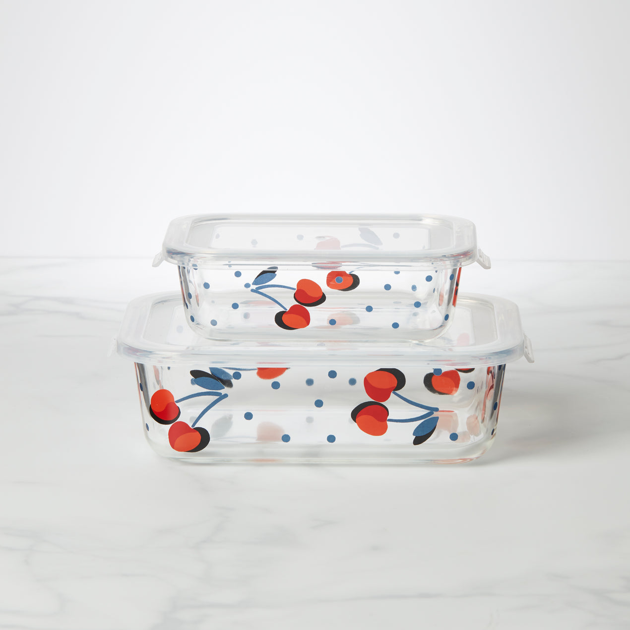 Kate Spade New York Vintage Cherry Dot 2 Piece Rectangular Food Storage Set