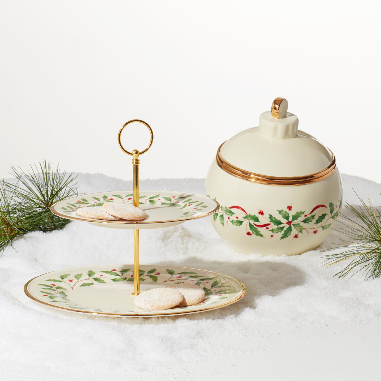 Poppies On Blue Christmas Cookie Jar & Lid by Lenox