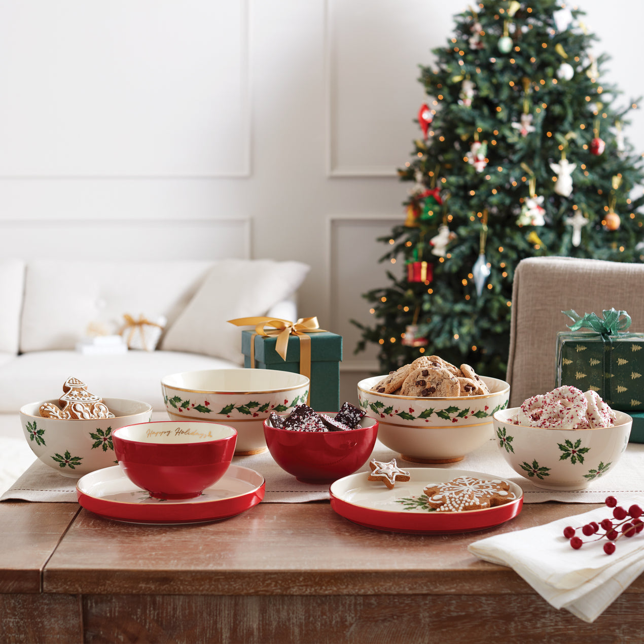 White Christmas Pattern 2-Piece Stoneware Loaf Pan Set