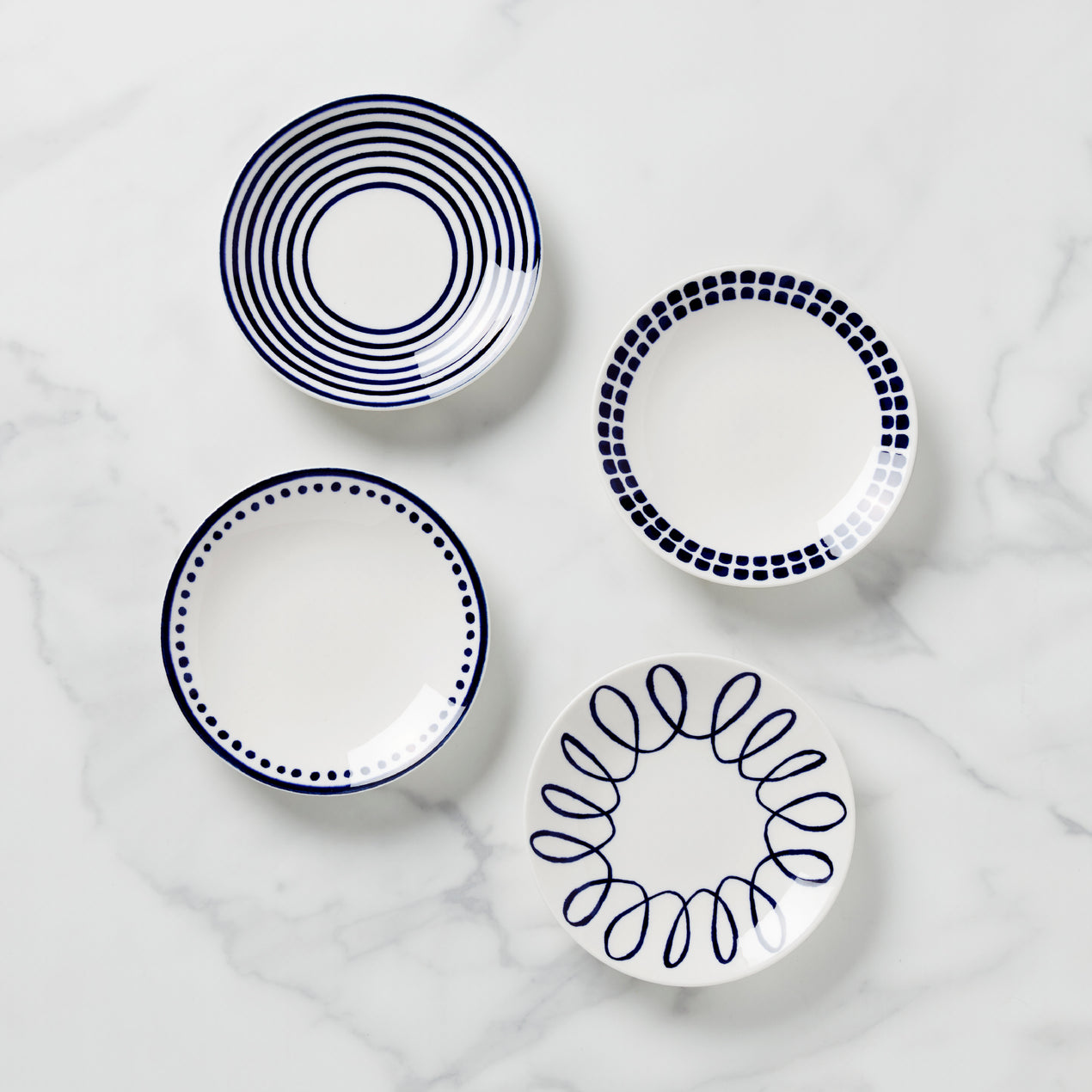 cambridge silversmiths Charlotte Street 4-Piece Assorted Tidbit Plates