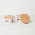 Vintage Cherry Dot Bowl With Lid, Set of 2