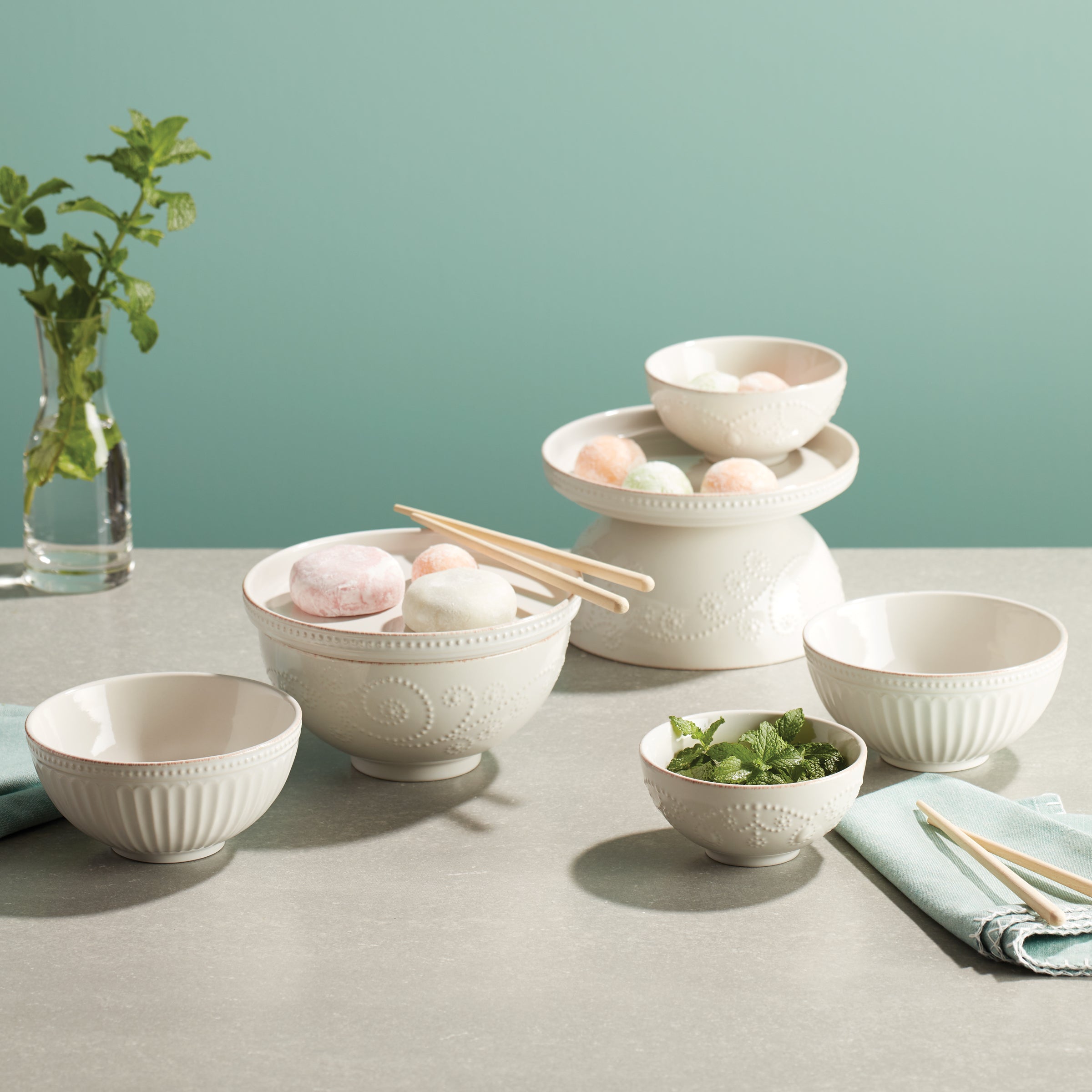フレナーラ frenar 8本セット French Perle Luna 8-Piece Nesting Dinnerware Set – Lenox Corporation