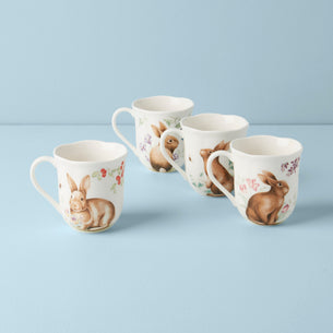 Butterfly Meadow Bunny Mugs - Set of 4