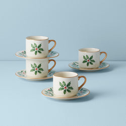 Set Da 4 Tazzine Da Espresso Con Piattino Lenox Blue Bay In Porcellana Blu, Lavabili In Lavastoviglie E Adatte Al Microonde - 3