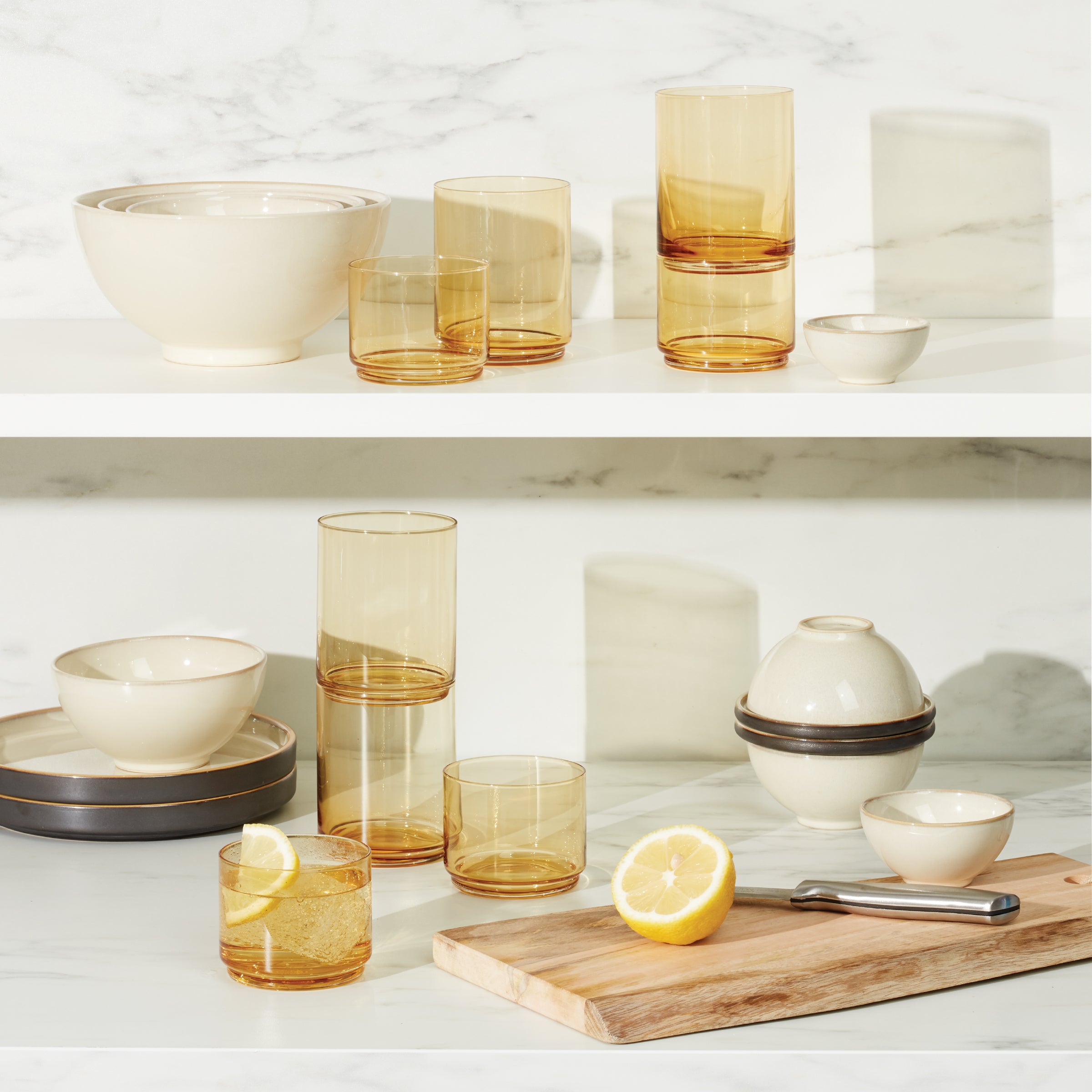 Tuscany Classics Stackable Amber Short Glasses, Set of 4 – Lenox