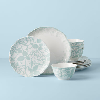 LENOX 894278 Set 4 Piatti Piani In Porcellana Butterfly Meadow Cottage - Colore Zafferano, Lavabili In Lavastoviglie E Microonde