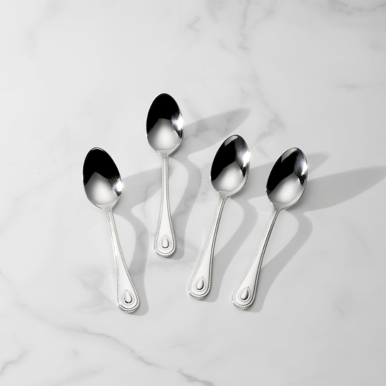 French Perle Dinner Spoons, Set of 4
