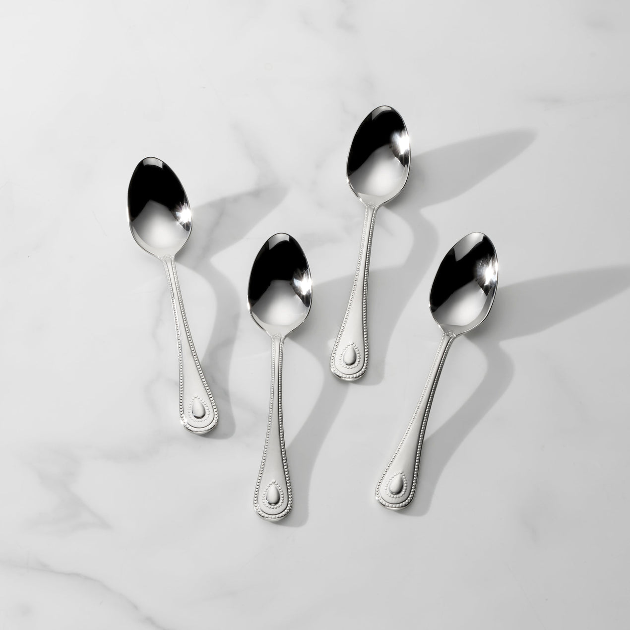 French Perle Teaspoons, Set of 4
