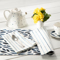 Blue Bay Leaf/Stripe Reversible Placemat