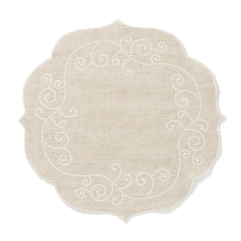 French Perle Linen Round Placemat