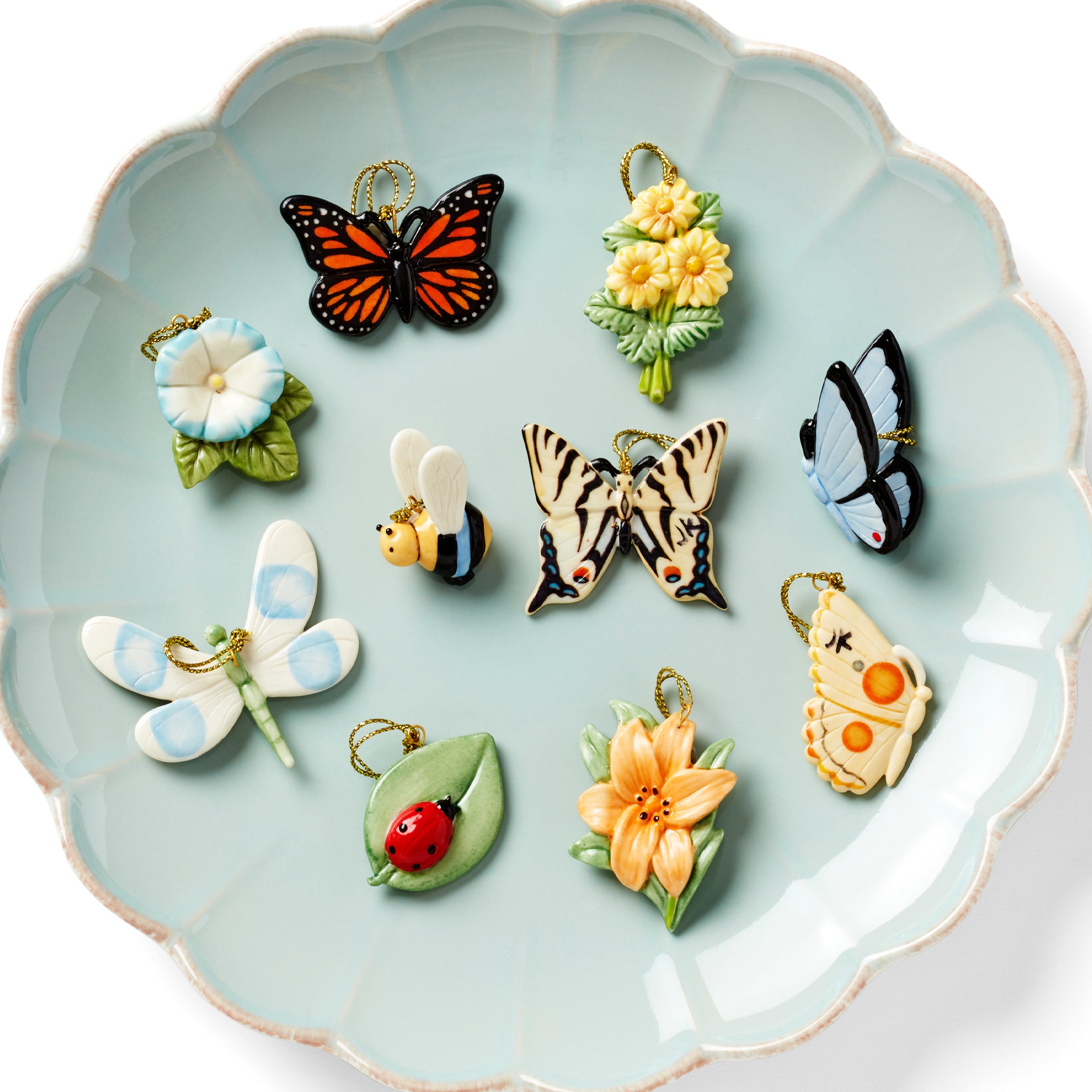 【新品未使用】LENOX 長方形＆オードブルトレイ　(マーガレット様用おまとめ） Butterfly Meadow 10-Piece Mini Ornament Set – Lenox Corporation