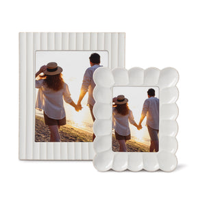 French Perle Scallop White 8x10 Photo Frame