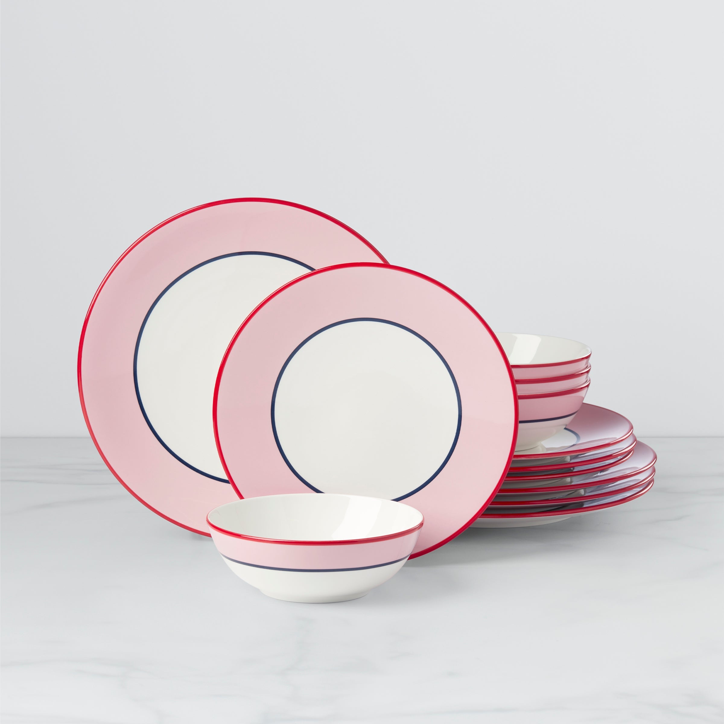 Make It Pop 12-Piece Dinnerware Set Pink/Navy – Lenox Corporation