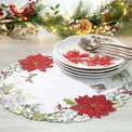 Butterfly Meadow Poinsettia Cutwork 16" Round Placemat