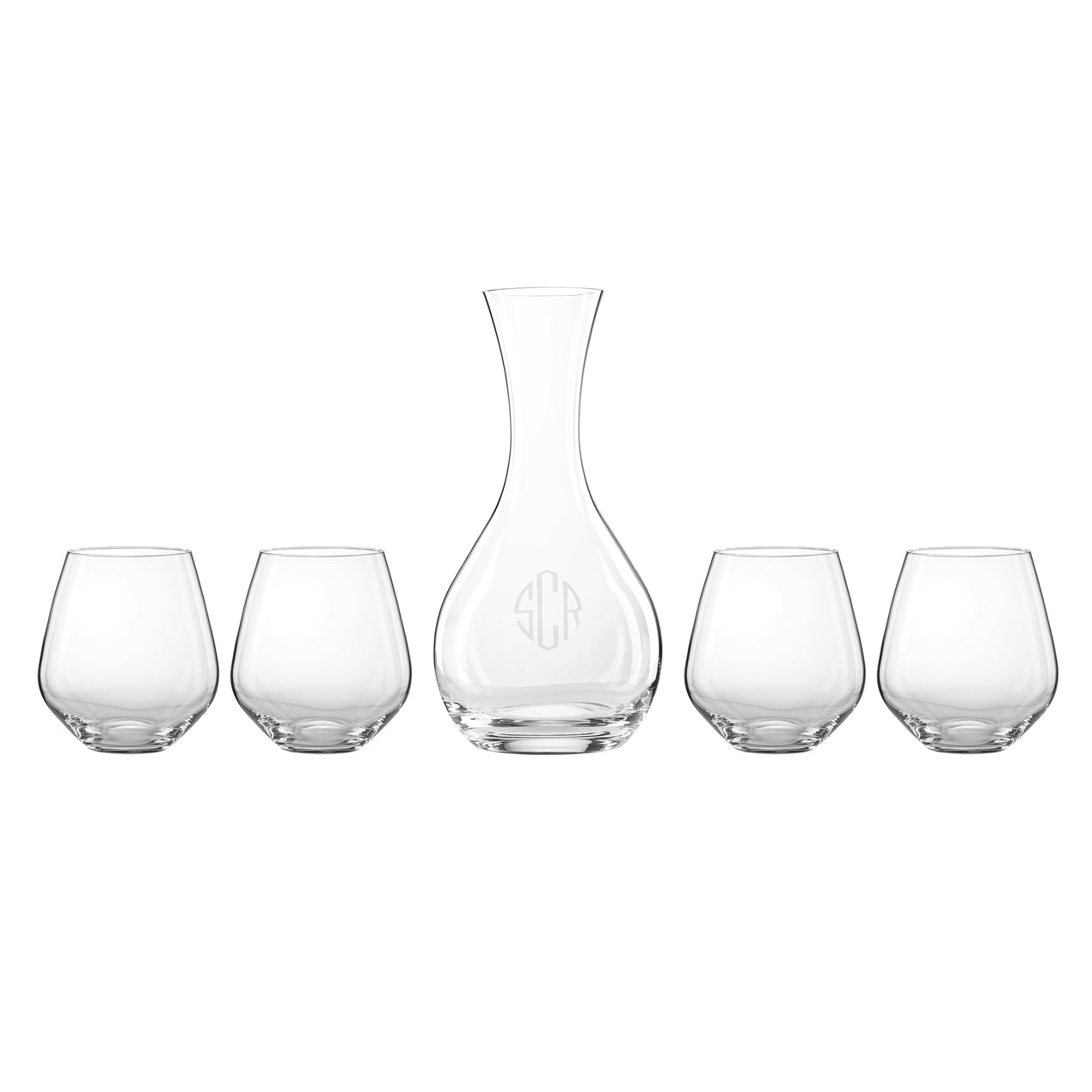 Personalized Lenox Wine Decanter and Stemless Wine Glass Set 3PC 64oz  Engraved Tuscany Classic Crystal Decanter and Wine Glass Package 