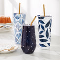 Blue Bay Ikat Pattern Stainless Steel Tumbler With Straw